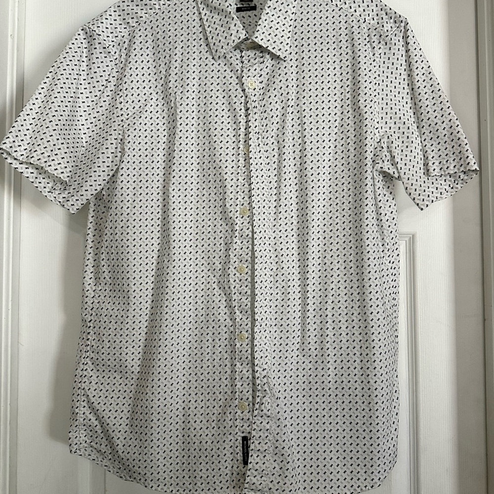 Michael Kors White and Black Patterned Casual Shirt